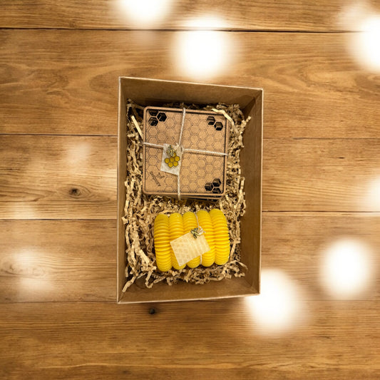 Gift Box - Beeswax Candle + CombCoasters