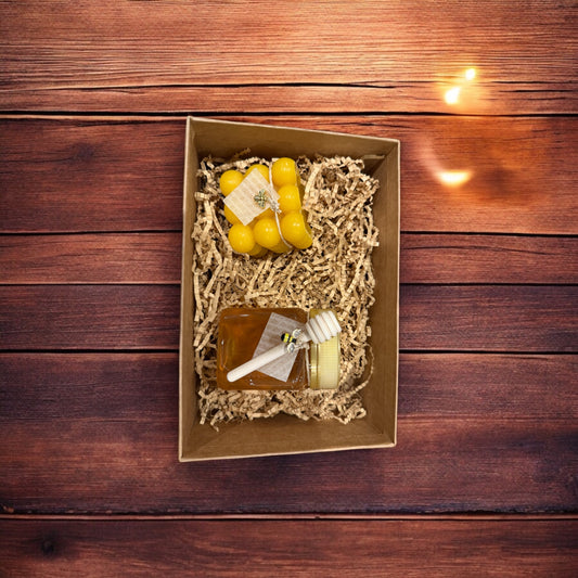 Gift Box - Beeswax Candle + Raw Honey